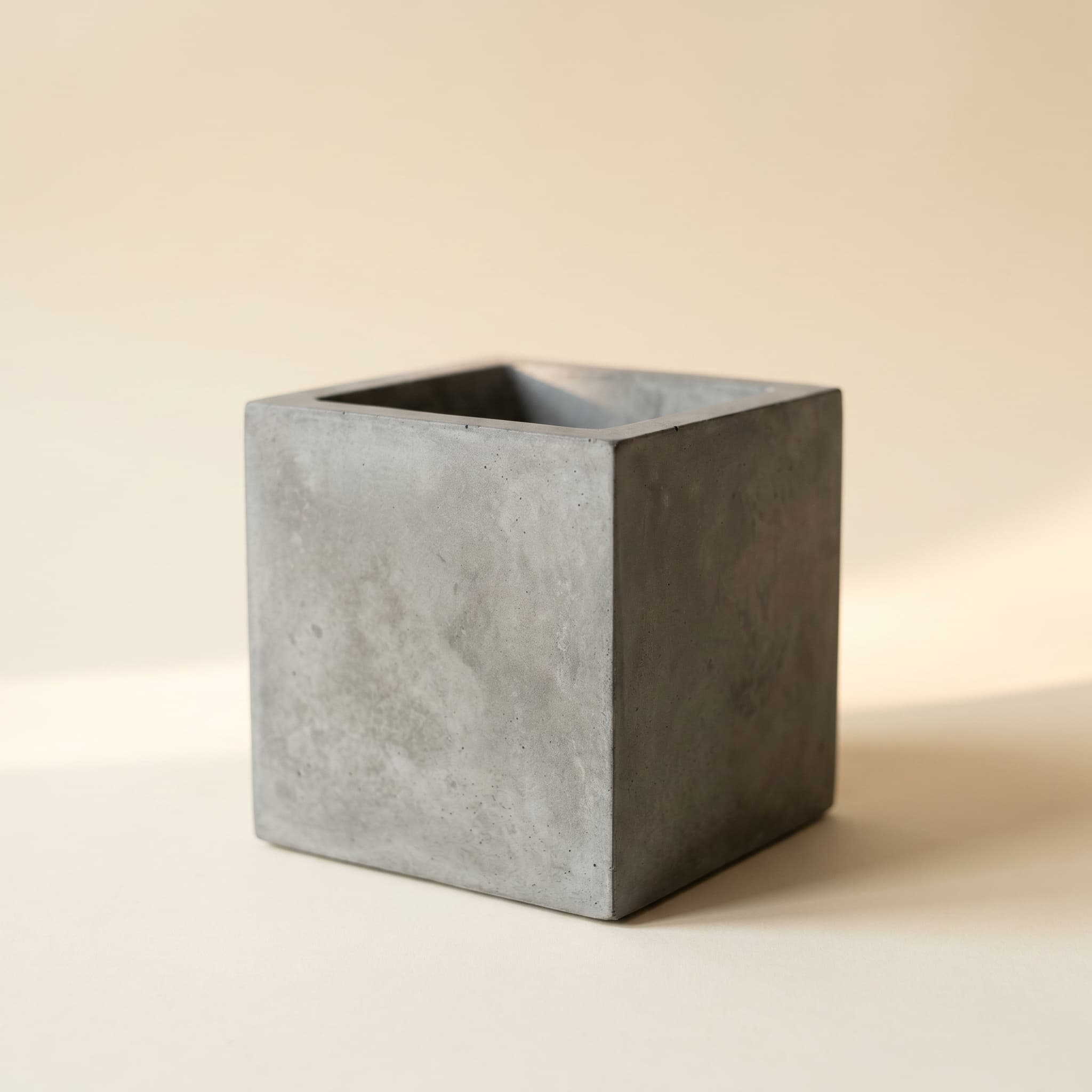 Grey concrete cube vessel