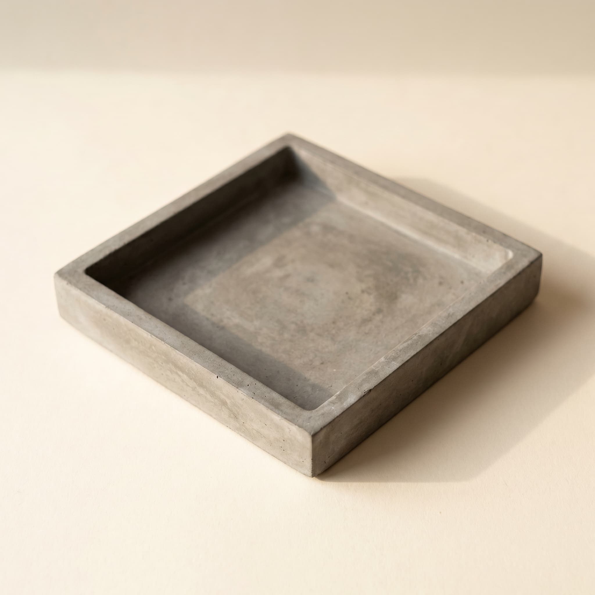 Square grey concrete drip tray